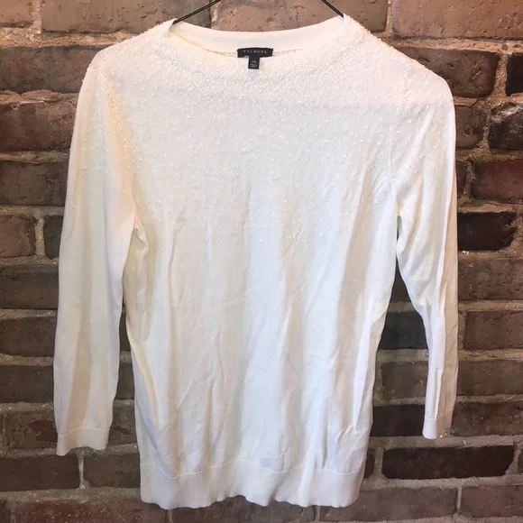 Talbots White Crew Neck Sweater - Picture 2 of 4
